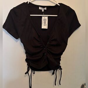 Black Buttoned Crop Top